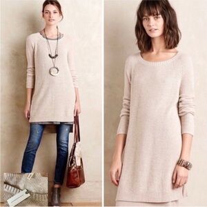 MOTH Pasadena Cream Tunic Knit Long Sweater Anthropologie Medium Cashmere Blend